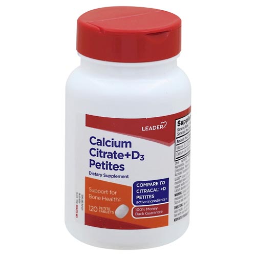 Image for Leader Calcium Citrate + D3 Petites, Petite Tablets,120ea from CENTRAL CITY FAMILY PHARMACY