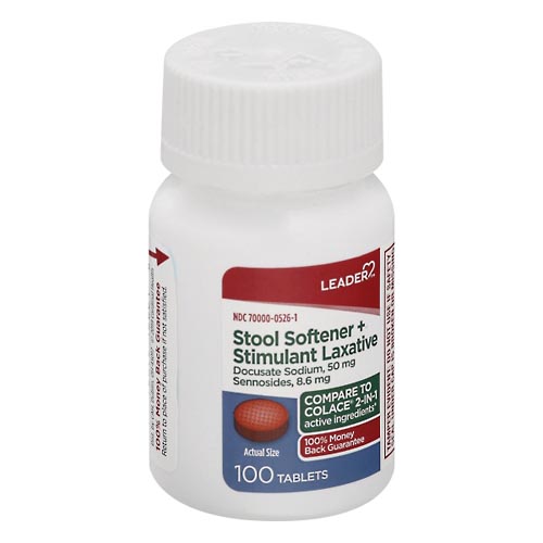 Image for Leader Stool Softener + Stimulant Laxative, Tablets,100ea from CENTRAL CITY FAMILY PHARMACY